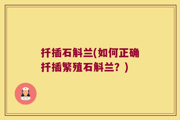 扦插石斛兰(如何正确扦插繁殖石斛兰？)