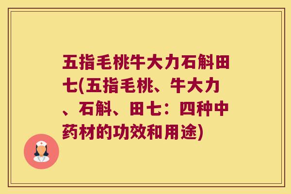 五指毛桃牛大力石斛田七(五指毛桃、牛大力、石斛、田七：四种中药材的功效和用途)