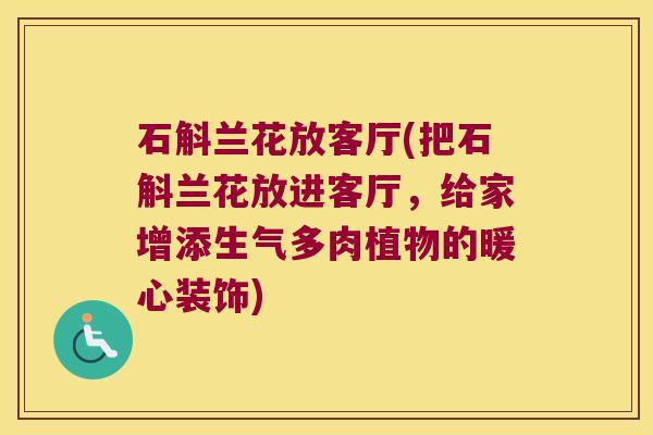 石斛兰花放客厅(把石斛兰花放进客厅，给家增添生气多肉植物的暖心装饰)