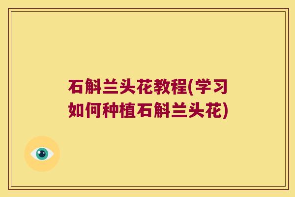 石斛兰头花教程(学习如何种植石斛兰头花)