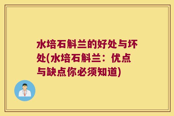 水培石斛兰的好处与坏处(水培石斛兰：优点与缺点你必须知道)
