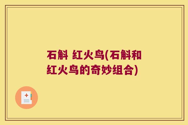 石斛 红火鸟(石斛和红火鸟的奇妙组合)
