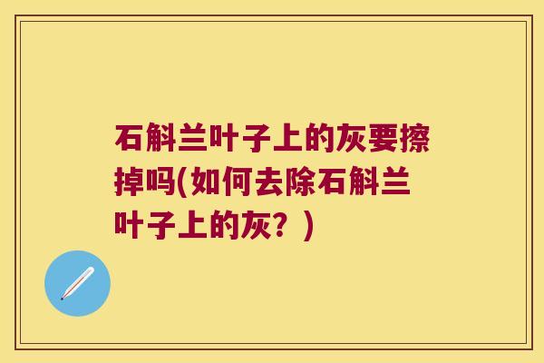 石斛兰叶子上的灰要擦掉吗(如何去除石斛兰叶子上的灰？)