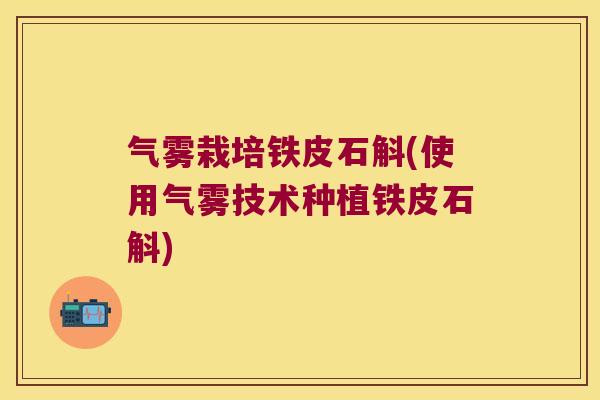 气雾栽培铁皮石斛(使用气雾技术种植铁皮石斛) 气雾栽培铁皮石斛(使用气雾技术种植铁皮石斛)