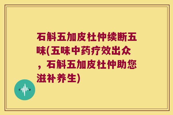石斛五加皮杜仲续断五味(五味疗效出众，石斛五加皮杜仲助您滋补养生)