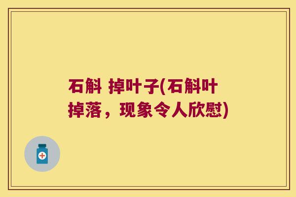 石斛 掉叶子(石斛叶掉落，现象令人欣慰)