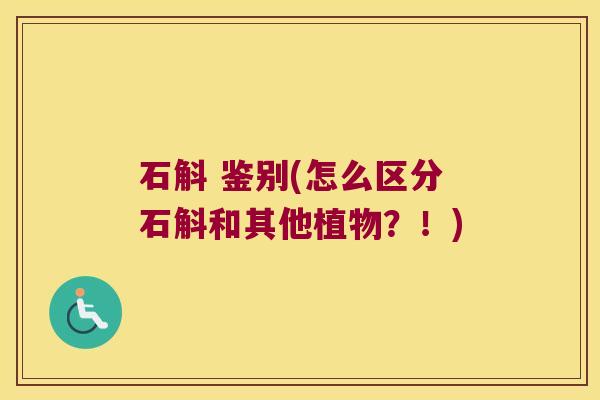 石斛 鉴别(怎么区分石斛和其他植物？！)
