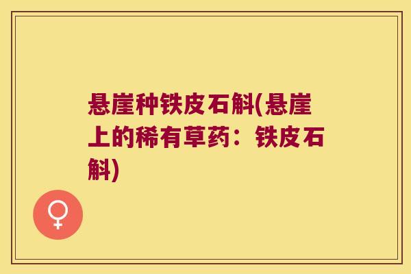 悬崖种铁皮石斛(悬崖上的稀有草药：铁皮石斛)