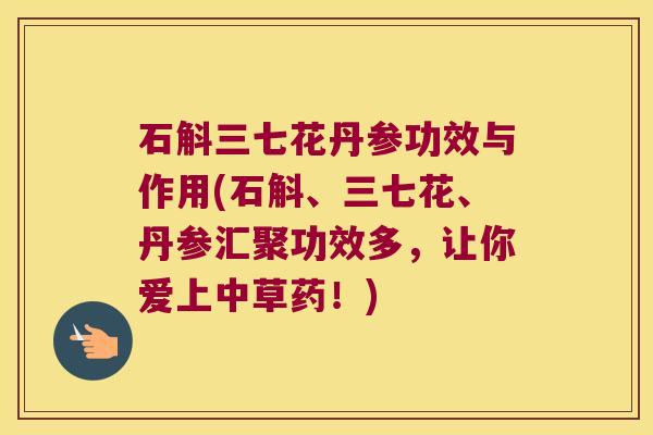 石斛三七花丹参功效与作用(石斛、三七花、丹参汇聚功效多，让你爱上中草药！)