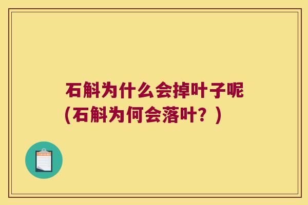 石斛为什么会掉叶子呢(石斛为何会落叶？)