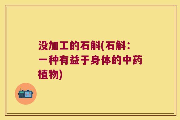 没加工的石斛(石斛：一种有益于身体的中药植物)