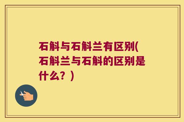 石斛与石斛兰有区别(石斛兰与石斛的区别是什么？)