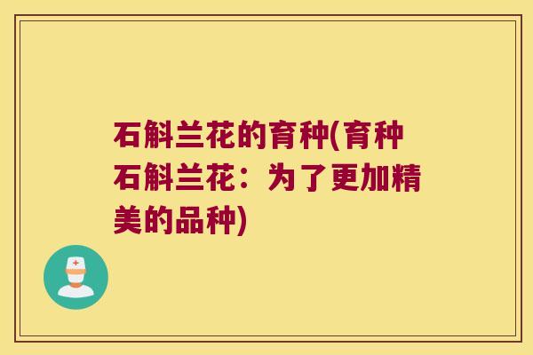 石斛兰花的育种(育种石斛兰花：为了更加精美的品种)