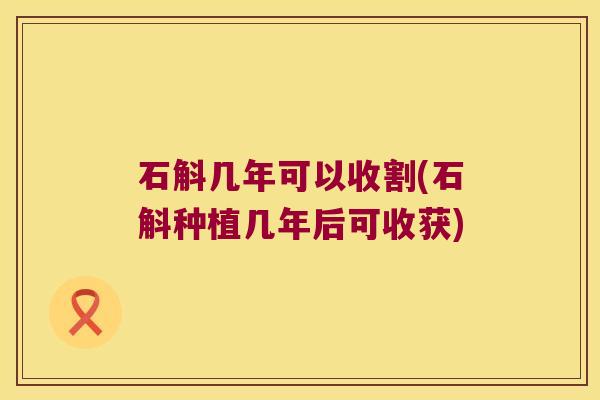 石斛几年可以收割(石斛种植几年后可收获)