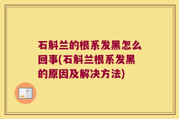石斛兰的根系发黑怎么回事(石斛兰根系发黑的原因及解决方法)