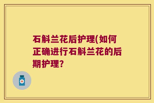 石斛兰花后护理(如何正确进行石斛兰花的后期护理？