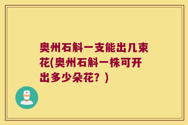 奥州石斛一支能出几束花(奥州石斛一株可开出多少朵花？)