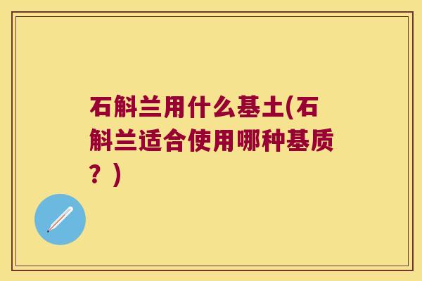 石斛兰用什么基土(石斛兰适合使用哪种基质?) 石斛兰用什么基土(石斛兰适合使用哪种基质?)