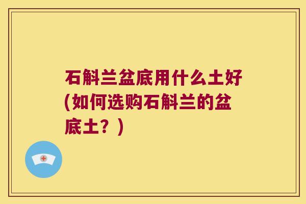 石斛兰盆底用什么土好(如何选购石斛兰的盆底土？)