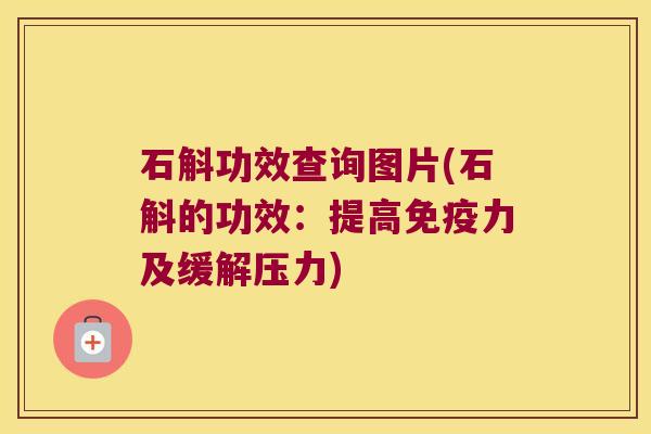 石斛功效查询图片(石斛的功效：提高免疫力及缓解压力)