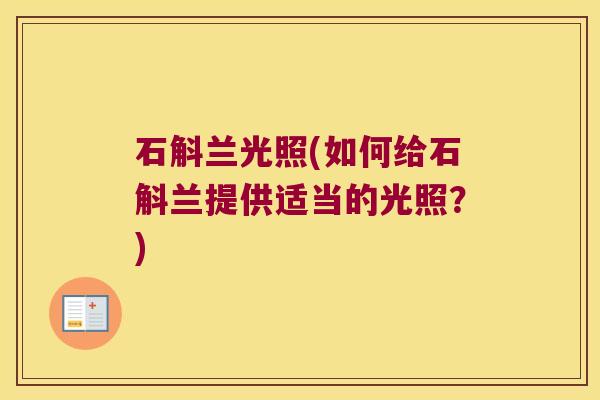 石斛兰光照(如何给石斛兰提供适当的光照？)