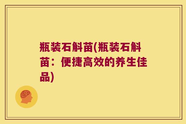 瓶装石斛苗(瓶装石斛苗：便捷高效的养生佳品)