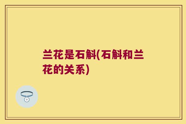 兰花是石斛(石斛和兰花的关系)