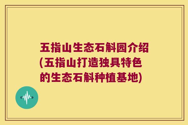 五指山生态石斛园介绍(五指山打造独具特色的生态石斛种植基地)