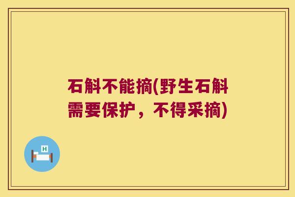 石斛不能摘(野生石斛需要保护，不得采摘)