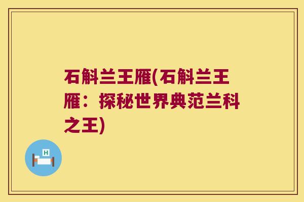 石斛兰王雁(石斛兰王雁：探秘世界典范兰科之王)