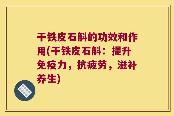干铁皮石斛的功效和作用(干铁皮石斛：提升免疫力，抗疲劳，滋补养生)
