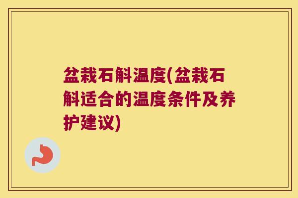 盆栽石斛温度(盆栽石斛适合的温度条件及养护建议)