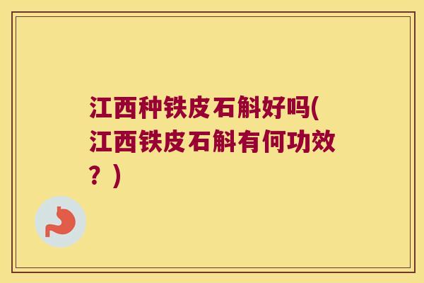 江西种铁皮石斛好吗(江西铁皮石斛有何功效？)
