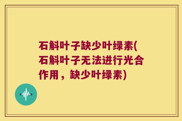 石斛叶子缺少叶绿素(石斛叶子无法进行光合作用，缺少叶绿素)