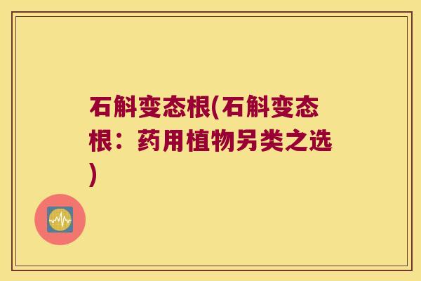 石斛变态根(石斛变态根：药用植物另类之选)