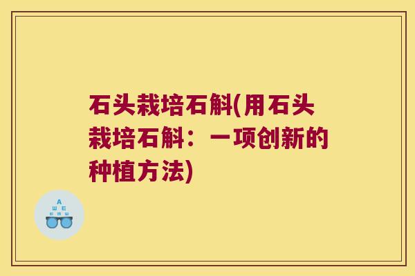 石头栽培石斛(用石头栽培石斛：一项创新的种植方法)