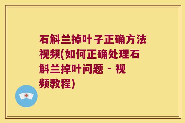 石斛兰掉叶子正确方法视频(如何正确处理石斛兰掉叶问题 - 视频教程)