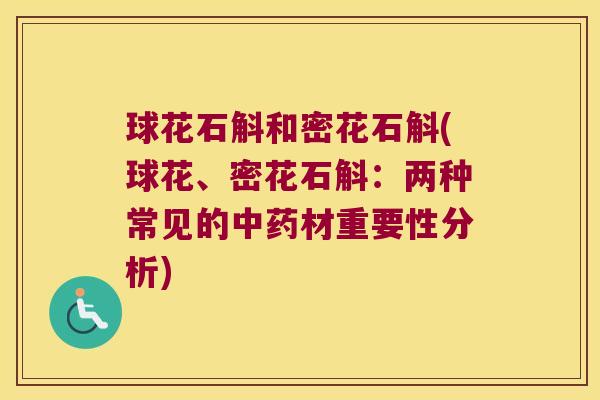球花石斛和密花石斛(球花、密花石斛：两种常见的中药材重要性分析)