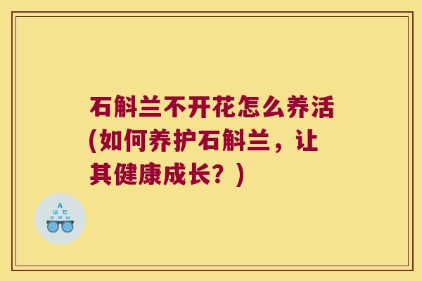 石斛兰不开花怎么养活(如何养护石斛兰，让其健康成长？)