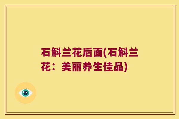 石斛兰花后面(石斛兰花：美丽养生佳品)