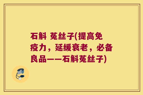 石斛 菟丝子(提高免疫力，延缓，必备良品——石斛菟丝子)