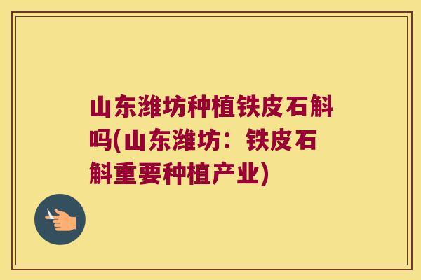 山东潍坊种植铁皮石斛吗(山东潍坊：铁皮石斛重要种植产业)