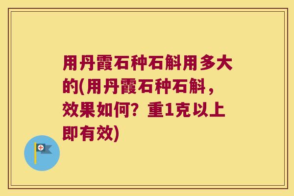 用丹霞石种石斛用多大的(用丹霞石种石斛，效果如何？重1克以上即有效)