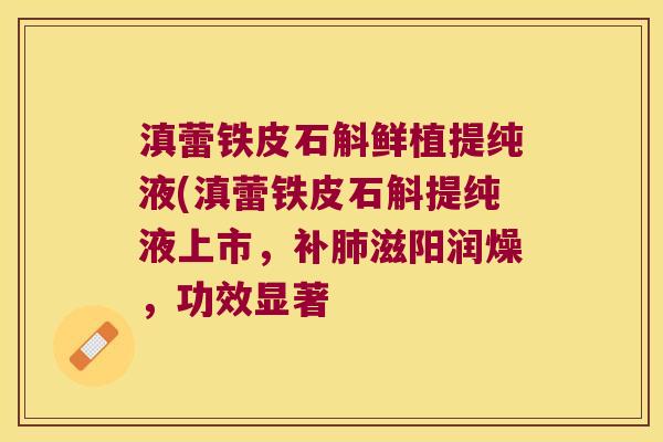 滇蕾铁皮石斛鲜植提纯液(滇蕾铁皮石斛提纯液上市，补滋阳润燥，功效显著