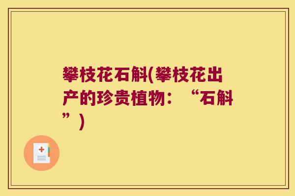 攀枝花石斛(攀枝花出产的珍贵植物：“石斛”)