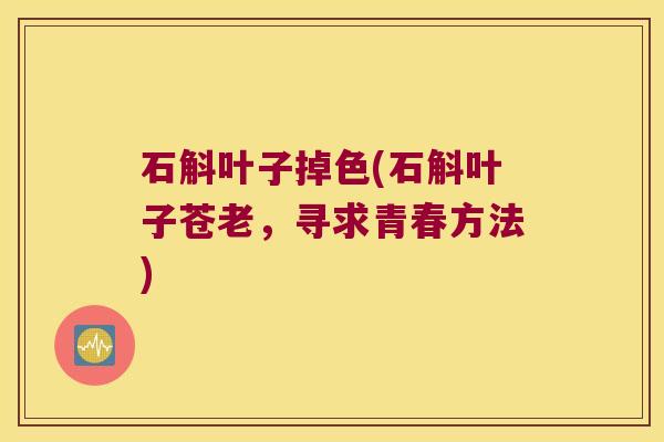 石斛叶子掉色(石斛叶子苍老，寻求青春方法)