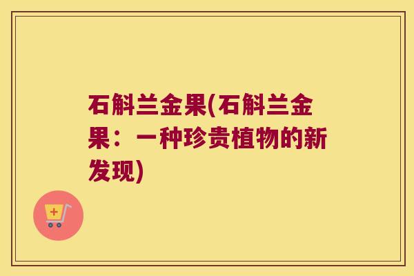 石斛兰金果(石斛兰金果：一种珍贵植物的新发现)