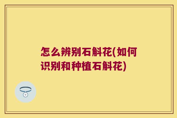 怎么辨别石斛花(如何识别和种植石斛花)