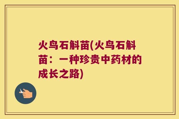 火鸟石斛苗(火鸟石斛苗：一种珍贵材的成长之路)