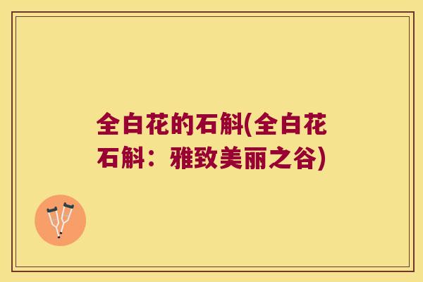 全白花的石斛(全白花石斛：雅致美丽之谷)